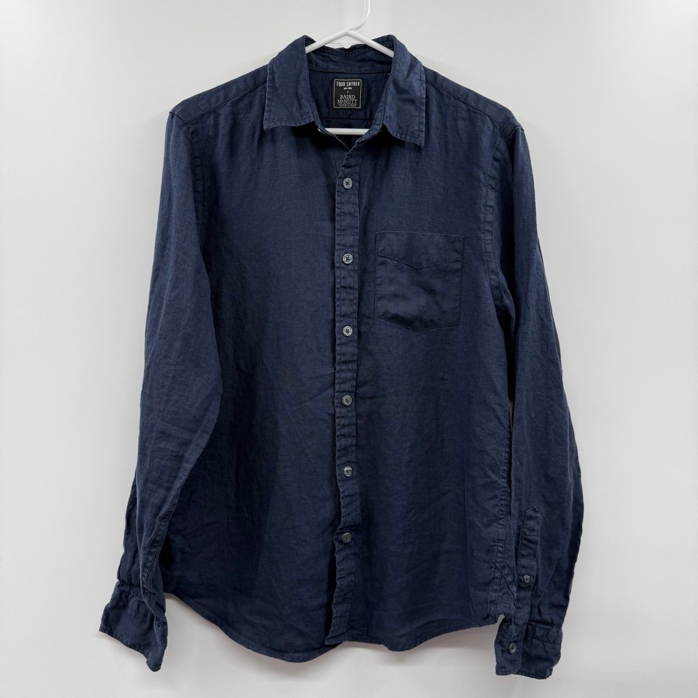 Todd Snyder + Baird McNutt Shirt six med Short Sleeve Button Up Irish Linen Blue